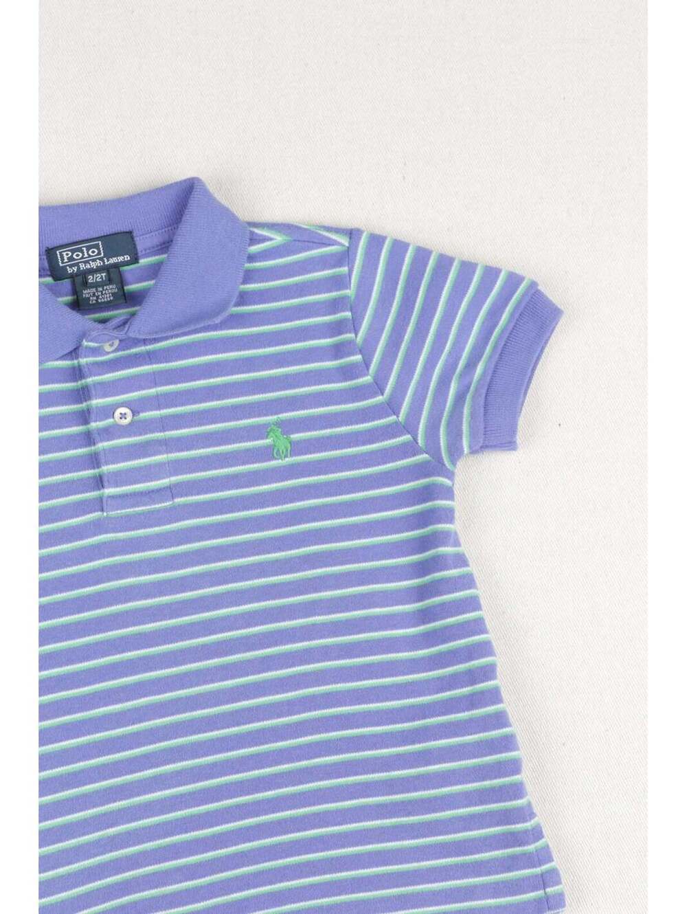 Polo Ralph Lauren Kids Blue Green Stripe Short Sleeve Polo